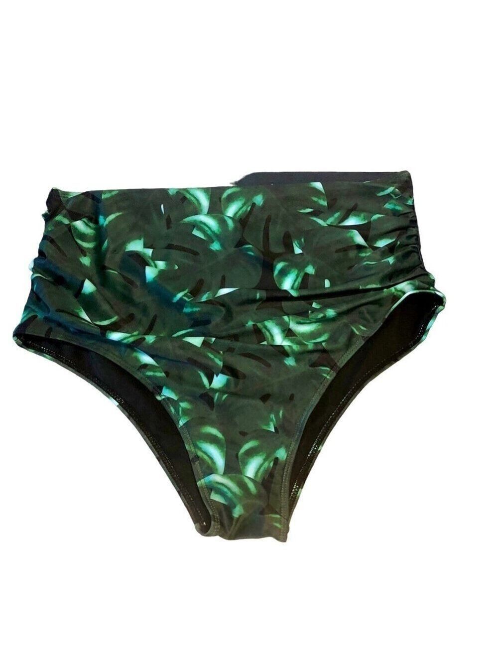 High Waisted Palm Bathing Suit Bottoms, Size L NWOT